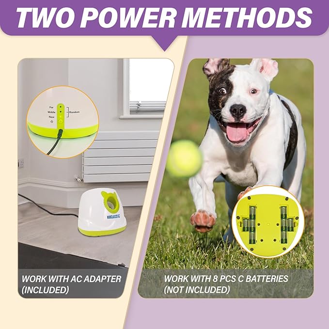 ptlsy Automatic Dog Ball Launcher Interactive Puppy Pet Ball Indoor Thrower Machine for Small and Medium Size Dogs, 3 Balls Included (2 inch) (White2, Remote)