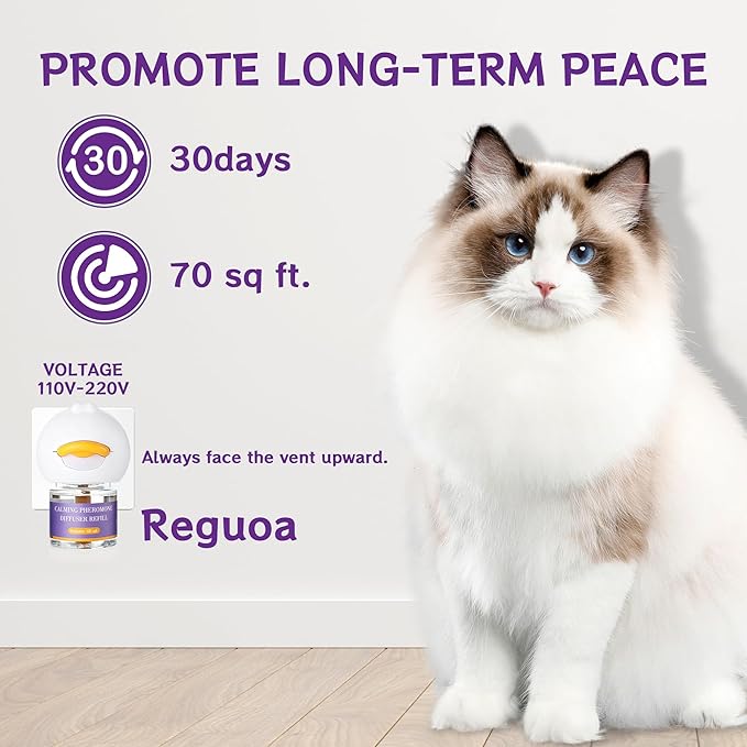 120-Day Cat Pheromone Calming Diffuser, Advanced Pheromone Diffuser for Cats, Relieve Anxiety, Help Reduce Fighting, Spraying & Scratching, Drug-Free & Odorless Safe Relaxation Solution, 2 Plug in