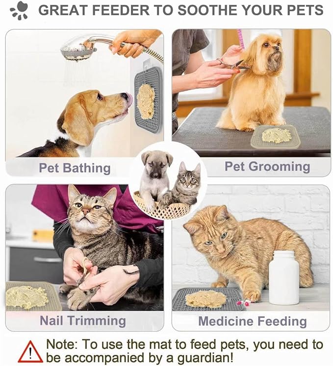 2 PCS Licking Mat for Dogs & Cats with Suction Cups, Dog Slow Feeder Lick Pat for Anxiety Relief, Dog Toys Feeding Mat for Butter Yogurt Peanut, Pets Bathing Grooming Training Mat (7.9''*7.9'')