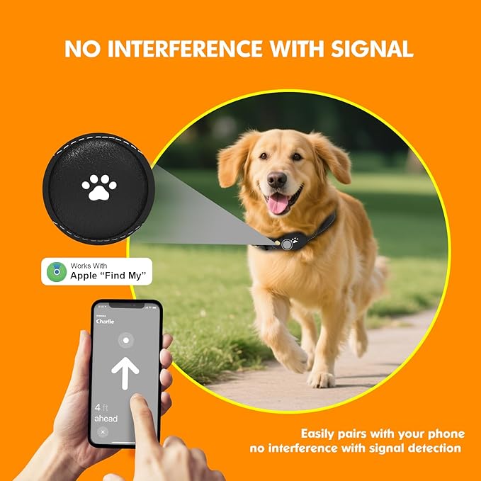GPS Tracker for Dogs – Smart Dog Collar & Pet Tracker with Real-Time Location, No Monthly Fee, Unlimited Range (iOS Only) – Fits Small to Large Dogs(Locator Included) (Black)