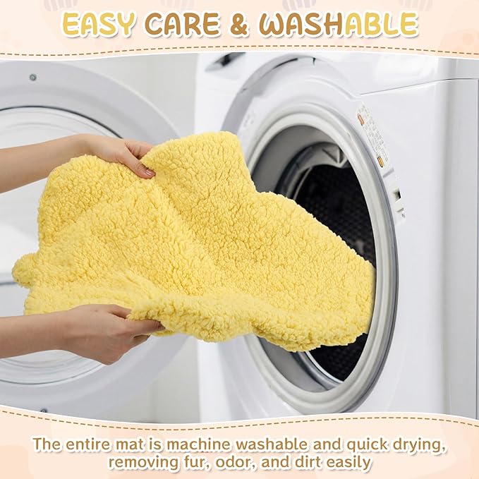 3 Pack Self Warming Cat Dog Bed Leaf Shape Self Heating Pet Mat Non Electric Washable Thermal Sleeping Pad Plush Heated Pet Mat for Crate Floor Indoor Outdoor(Light Yellow,Medium-18 x24)