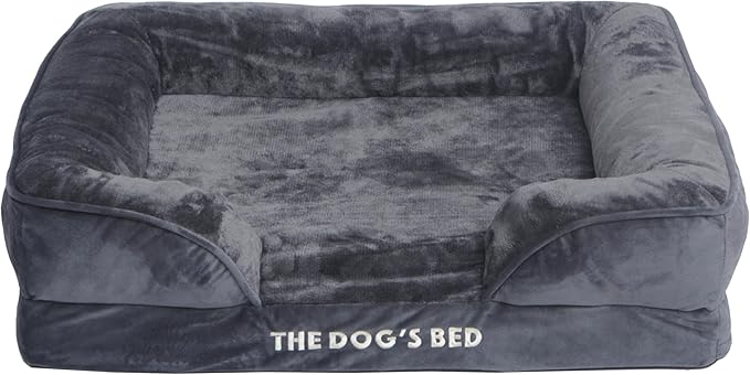 The Dog’s Bed, Orthopedic Standard Foam Waterproof Dog Bed with Standard Support, Medium Grey Plush, Waterproof, Supportive Dog Bed with Replaceable Covers, Veterinary Approved