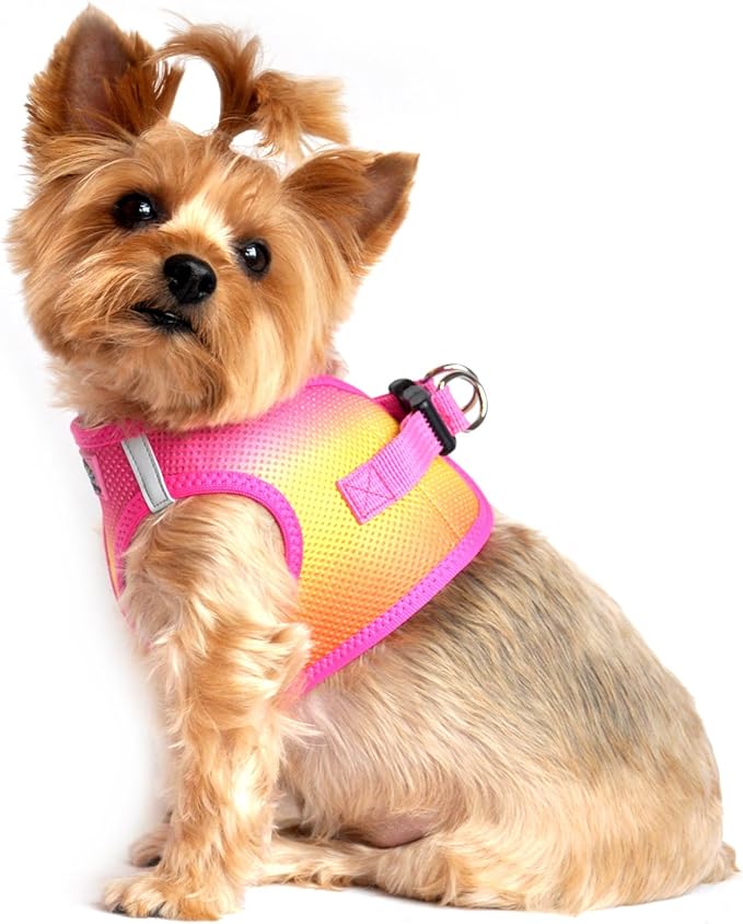 Doggie Design Dog Harness - No Choke Harness for Pets, Dog Vest, Mesh Polyester, Simple Step in and Go Design, Reflective Vest for Dogs - Raspberry Pink and Orange, X-Large