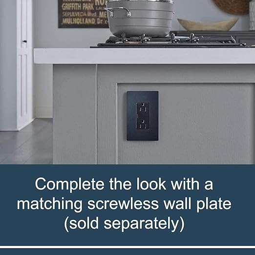 Legrand radiant 885TRGCC12 15 Amp Tamper Resistant Decorator Duplex Outlet, Side Wire or Push Wire, Graphite (1 Count)