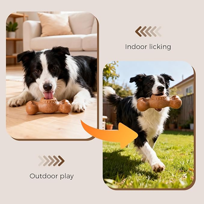 Freeze Bone for Dogs - Frozen Treat Chew Dog Toy for Aggressive Chewers to Keep Them Busy, Ice Cream Holder Freezebone with Mold Cups, Fillable Cognitive Licking Toy