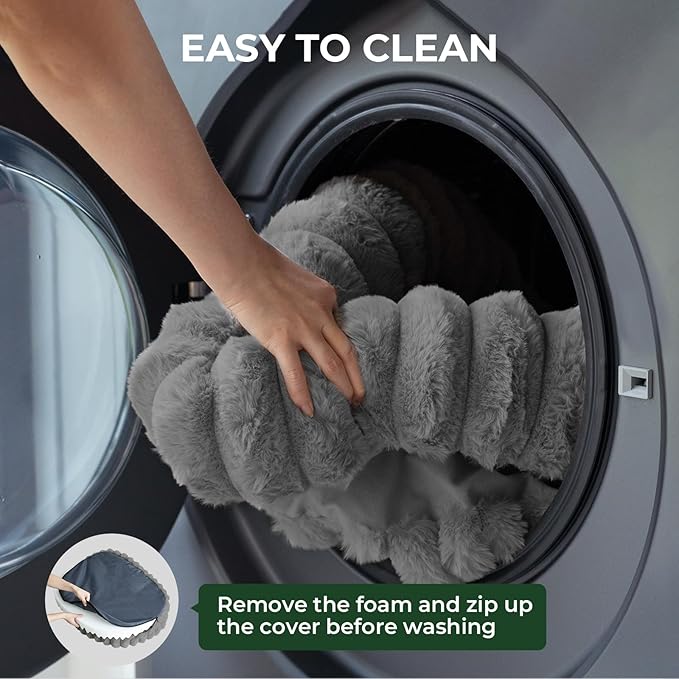 BALANCE Calming Dog Bed for Medium Sized Dogs, 30 Inches Oval Washable Pet Bed with Sides, Orthopedic Pet Couch Sofa with Non-Slip Bottom, Gray