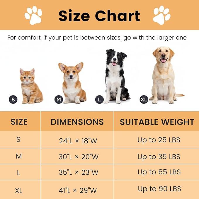 Pet Cushions for Dog Bed Mat, Non Electric Thermal Extra Warm Pet Mat for Indoor, Outdoor, Non Slip, Washable, 35" × 23", Creamy White