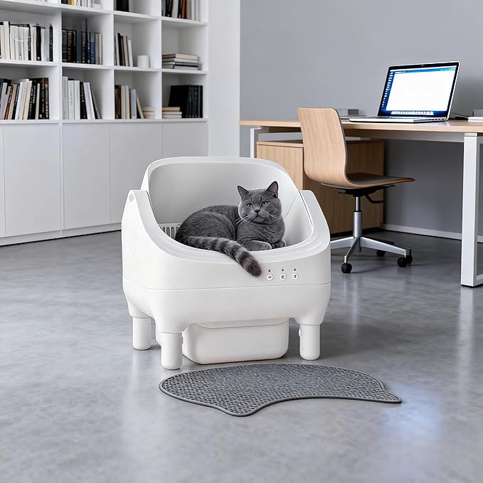Smart Self-Cleaning Litter Box with Gravity Sensor & Open-Top Design - Automatic Cat Health Monitoring & Waste Management System