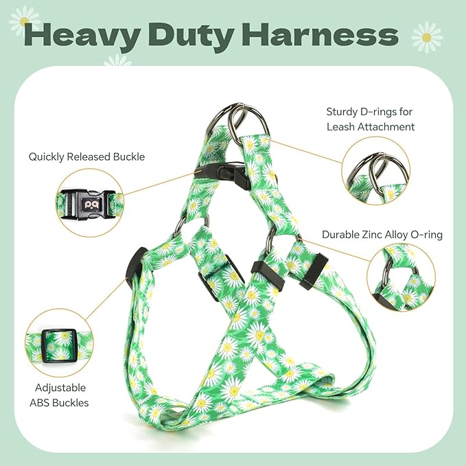 QQPETS Dog Harness Leash Set Adjustable Heavy Duty No Pull Halter Harnesses for Small Medium Large Breed Dogs Back Clip Anti-Twist Perfect for Walking