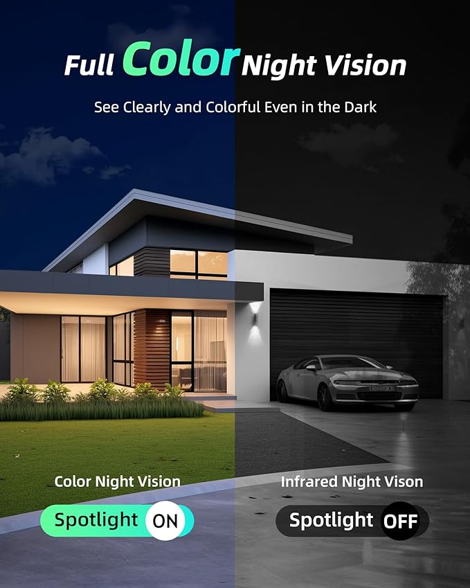 Solar Camera Outdoor Wireless, 2.4G Wi-Fi Security Camera with AI Motion Detection, Cameras for Home Security, 2K Color Night Vision, 2-Way Talk, IP66 Weatherproof, Cloud/SD Storage, 2 Packs