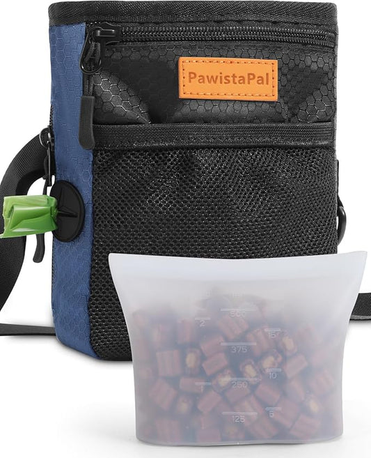 Dog Treat Pouches for Pet Training with Silicone Liner and Magnetic Closure, 2-Cup Treat Bag with Built-in Poop Dispenser, Waist Belt Clip, 3-Way Wear for Puppy & Pet Training and Daily Walks