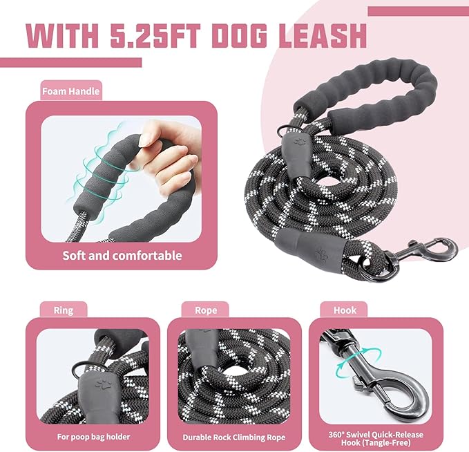 AUROTH Dog Harness and Leash Set, Soft Padded No Pull Dog Harness with 5.25FT Dog Leash, No Choke, Easy On Pet Vest, Adjustable Reflective Dog Vest Small Sized Dog, Easy Walking and Training