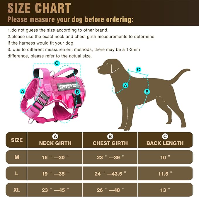 WINSEE Tactical Dog Harness for Large Dog, Heavy Duty Service Dog MOLLE Vest with 10 Pet Patches, No Pull Military Working Vest for Training Hunting Walking