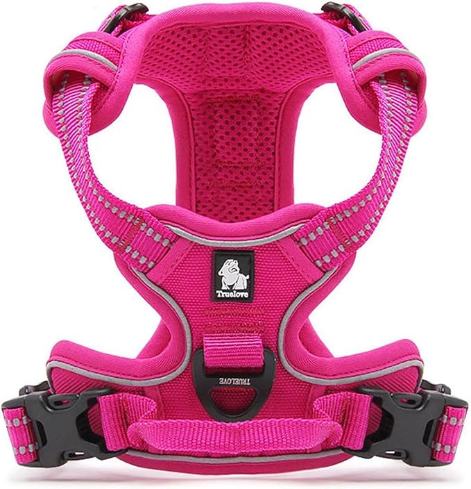 TRUE LOVE Adjustable No-Pull Dog Harness Reflective Pup Vest Harnesses Comfortable Control Brilliant Colors TLH5651(Fushcia,XS)