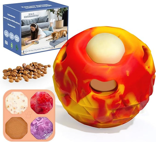 Dog Frozen Treat Toy, Slow Food Training to Relieve Boredom and Stimulating, Interactive Treat Dispensing Dog Toy, Interactive Chew Toys, Super Easy to Open Clean, for Small Dogs (red, Large)