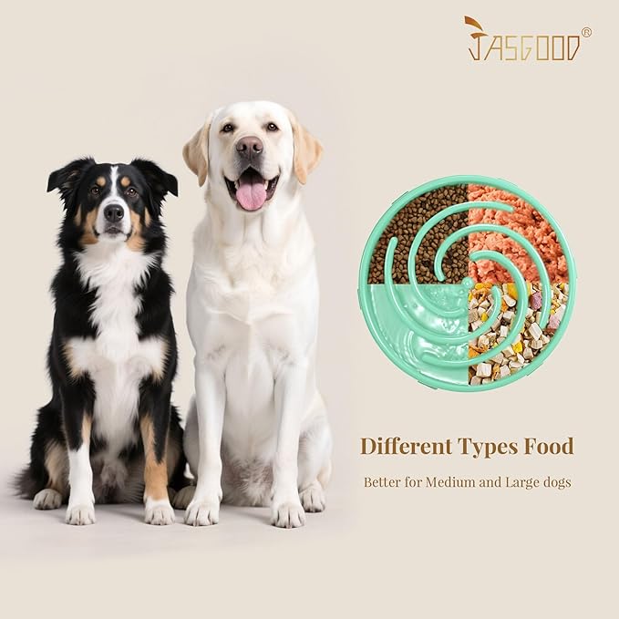 JASGOOD Slow Feeder Dog Bowl - Anti-Gulping, Prevents Bloat & Choking, Healthy Design for Large & Medium Dogs