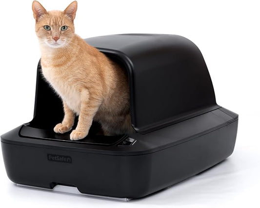 PetSafe ScoopFree Crystal Pro Self-Cleaning Cat Litter Box System – Enclosed Front-Entry – Advanced Odor Control – Includes 1 Disposable Crystal Litter Tray – Black (ZAL00-18159)