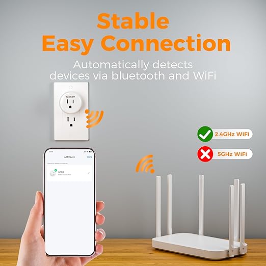 Smart Plug, TESSAN WiFi Timer Outlet Compatible with Alexa and Google Assistant, Smart Outlet with Timer & APP Remote Control, No Hub Required, 2.4G WiFi, 4 Pack