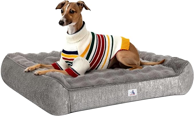 48" Dog Couch Bed for Large Dogs, Orthopedic Dog Sofa with Thick Supportive Foam, Washable Removable Cover, Furniture-Style Pet Bed for Living Room