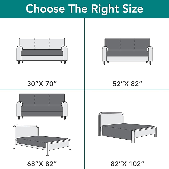 PetAmi Waterproof Bed Cover for Dogs, Pet Blanket Couch Cover, Reversible Furniture Cover Sofa Protector for Pet Cat Bed, Washable Dog Blanket for Seat, 52x82 Light Gray