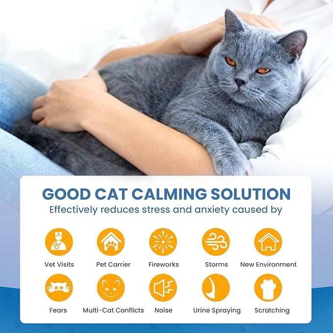 Cat Calming Diffuser, 4 in 1 Kitten Pheromones Calming Diffuser, Multicat Calming Diffuser, Relaxing Pheromone for Cat Relief Stress Anxiety Fighting Scratching, 2 Diffuser 2 Refill(48ml)