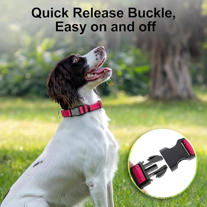 Personalized Dog Collars with Custom Name and Phone Number, Reflective Nylon Pet Collar with Engraved ID Tag, Soft Padded, Quick Release for Small Medium Large Dogs