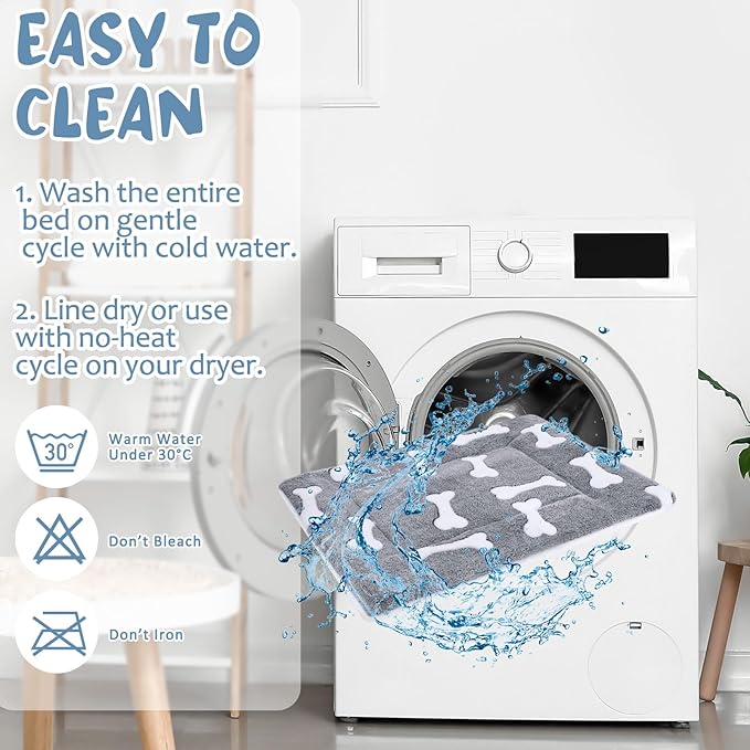 VitalCozy 2 Pack Self Warming Cat Mat Self Heating Pad Bed Reversible Machine Washable Reflects Body Heat Warm Thermal Pet Pad Crate Blanket for Feral and Indoor Cat (Grey,22'' X 18'',Bone)