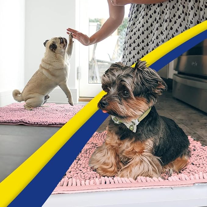 Muddy Mat® | Super Absorbent Door Mat Indoor, Microfiber Quick Dry Chenille Entryway Rug, Non-Slip Front Door Mat, Indoor Mats for Entryway, Machine Washable Pet Rug, Pink 18"x28"