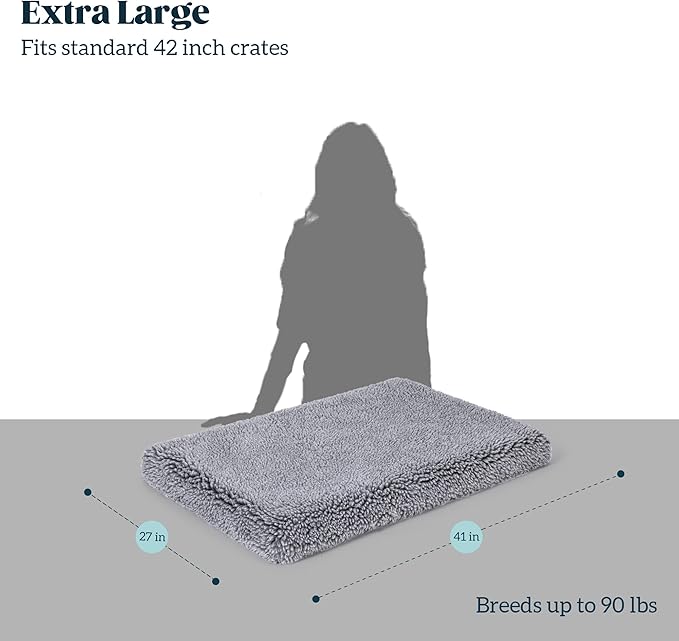 Stoutwool 4" Indestructible Dog Bed - Orthopedic Chew Proof Dog Crate Pad - Fluffy Kennel Mat for Aggressive Chewers - Ideal for Large Breeds & Fits 42-Inch Crate - 41"x27", Charcoal