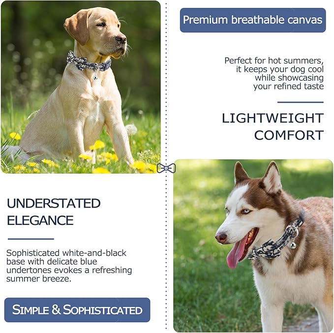 Bowtie Collars for Medium Dogs, Elegant Collars with Leash Set, Dog Collars with Bowtie Adjustable 13.8"-17.7", Black, M