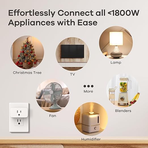 Linkind Matter Smart Plug, Smart Home Smart Outlet Timer, Work with Apple Home, Siri, Alexa, Google, SmartThings, 15A/1800W, APP Remote Control & Schedule, ETL & FCC Certified, 2.4G WiFi Only, 6 Pack
