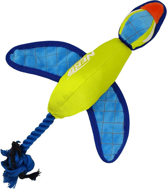 Nerf Dog 16.5in Nylon Ultraplush Crinkle Wing Launching Duck Dog Toy - Green/Light Blue