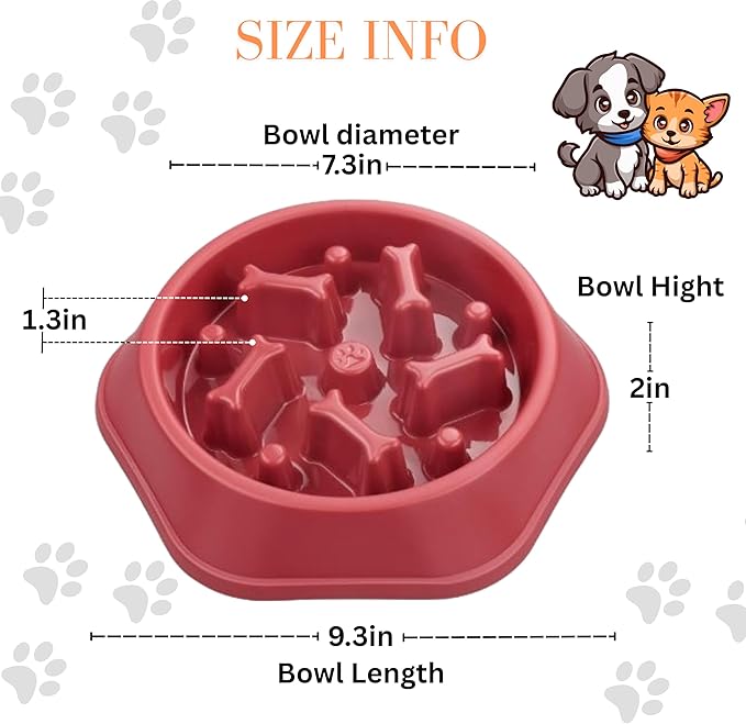 2 PCS Slow Feeder Dog Food Bowl – Bowl Designed to Slow Eating, Promotes Healthy Digestion and Prevents Bloat, Ideal for Cats and Dogs (Pink-Pink)
