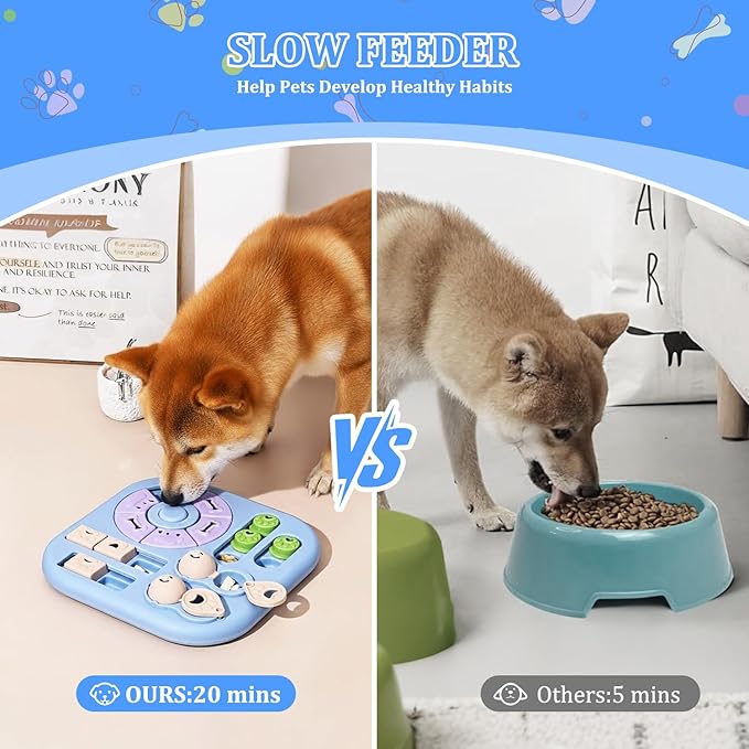 Interactive Dog Puzzle Toy, 4-in-1 Dog Enrichment Toy for Smart Dogs, Advanced Brain Games for Mental Stimulation, Non-Slip Slow Feeder & Treat Dispenser to Reduce Boredom and Destructive Behavior