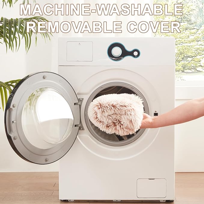 23 inches Donut Dog Bed for Small Dogs - Calming Washable Round Puppy Bed with Removable Cover, Fluffy Plush Pet Bed for Cats & Dogs, Fits up to 25 lbs Pets (Brown,Small)