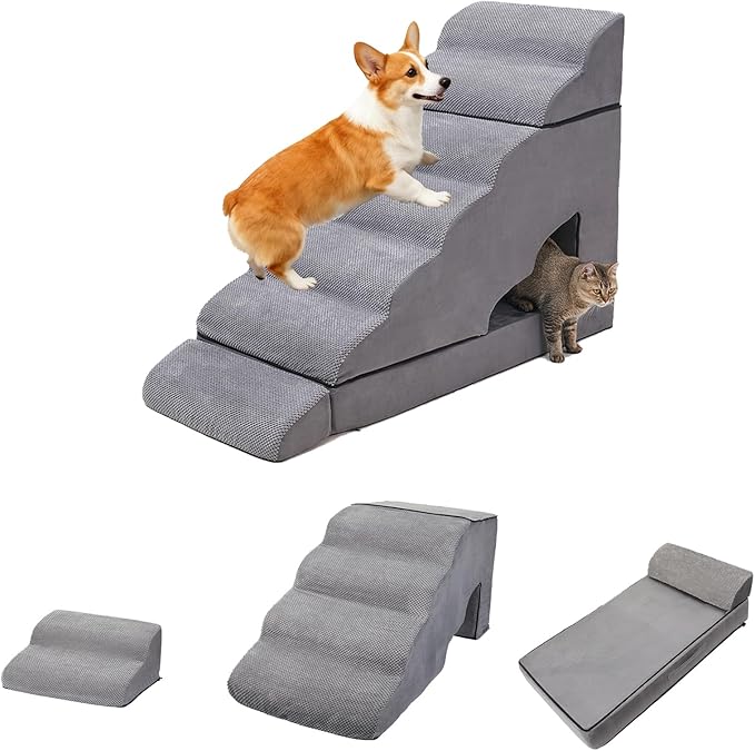 7Steps Dog Stairs & Steps for High Beds 30-36 inches High Tall, LitaiL Pet Stairs/Steps for High Beds 34 inch High for Small Large Dogs, Non-Slip 7 Steps Dog Ramps for Old Dogs/Cats