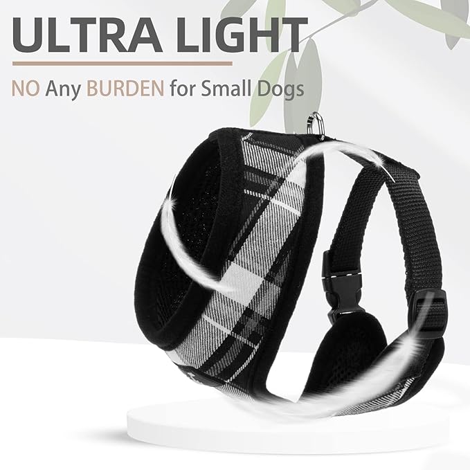 PUPTECK Soft Mesh Dog Harness and Leash Set Pet Puppy Cat Comfort Padded Vest No Pull Harnesses, Black, XL