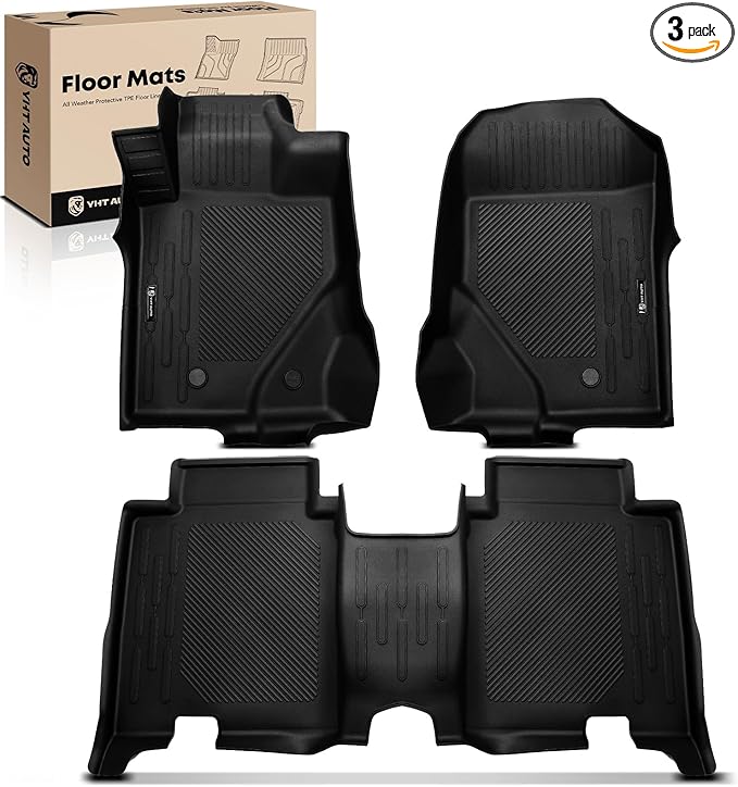 YHTAUTO Floor Mats Fit 2021-2025 Ford Bronco 4-Door No Sport, TPE All Weather Floor Liner Odorless Custom Fit Car Mats, 1st 2nd Row Bronco Accessories