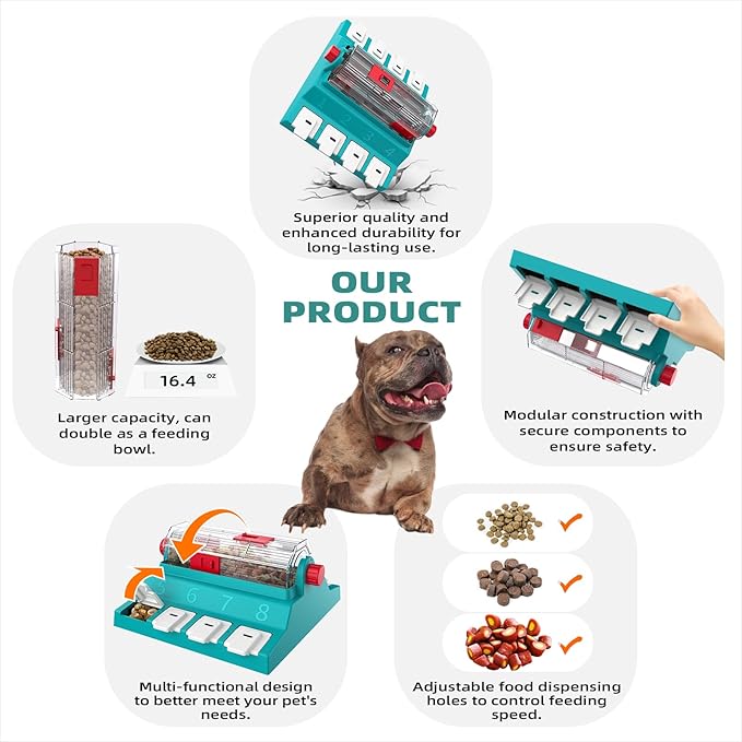 KADTC U.S. Brand & Design 2 Levels of Challenge - Extra Large Size Paw-Activated Rolling Dog Treat Puzzle Feeder Toys for Aggressive Chewers Dogs Food Dispenser Enrichment Toy Christmas New Year Gift