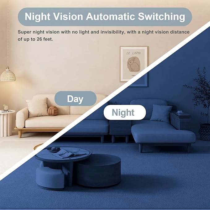 ZHENHAN Mini Security Camera, Nanny Cam for Home with Night Vision, WiFi Wireless Indoor Camera,Pet/Baby Monitor, Remote Viewing Motion Detection, Cloud & SD Card Storage, 24/7 Monitoring