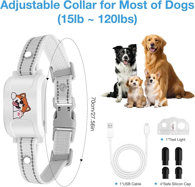 GPS Wireless Dog Electronic Fence & Dog Training Collar, Waterproof Rechargeable Collar with GPS Tracker,Customizable Boundaries via App, No Subscription Required, One Size Outdoor (White)