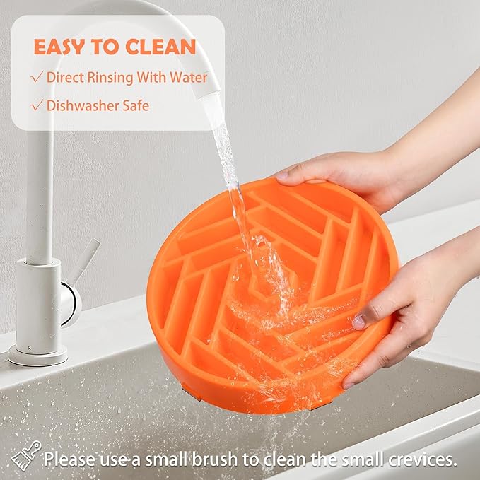 TOBYTO Slow Feeder Dog Bowls Large Medium Breed,Anti-Choking Slow Eating Dog Food Bowl,Non Slip Pet Slower Food Feeding Bowls Large Puzzle Slow Feeder Bloat Stop Maze Dog Dishes,Orange
