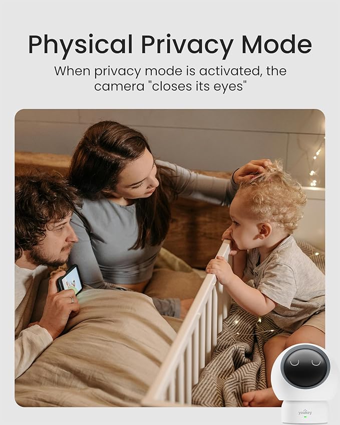 youkey Indoor Camera 2.5K, No Monthly Fees, Pan & Tilt, 360° Dog/Pet Camera for Home Security, 2.4/ 5GHz WiFi 6, Bluetooth Pairing, Human/Pet/Baby Crying Detection, Two-Way Audio, Night Vision