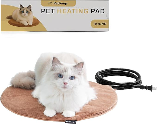 Heated Pet Pad for Dogs and Cats, Waterproof Heating Mat with Chew-Resistant Cord, Constant Warmth for Indoor & Covered Outdoor Use, Multiple Sizes and Colors (Brown, R: 16" × 16" × 1.3")