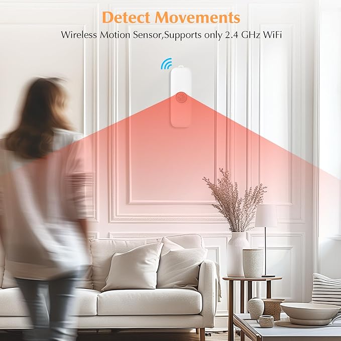 eMylo WiFi Motion Sensor Smart Motion Detector Infrared Motion Sensors Home Security System Motion Detector PIR Motion Detector Alert App Notification Alert Compatible with Smart Life App (1 Pack)