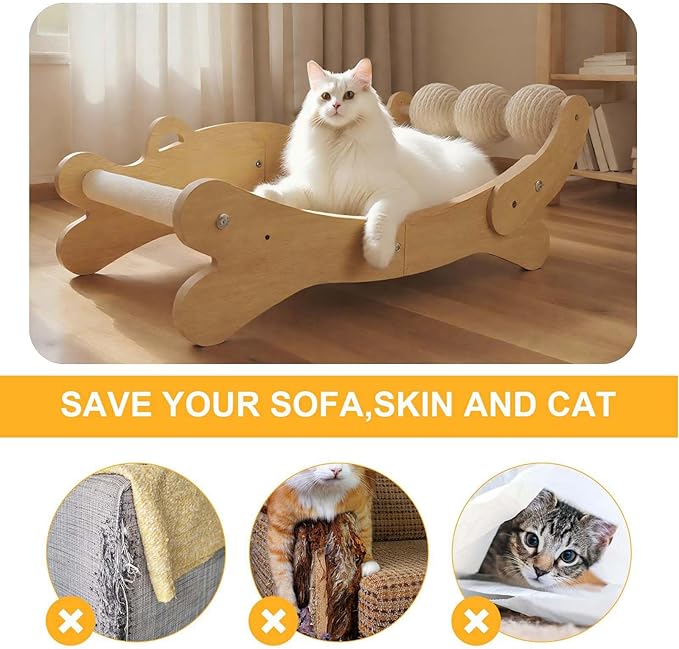 Cat Scratch Pad with Replacement Scratching Felt, Large Cat Scratcher Bed Hammock Lounge for Scratching Pad, Protects Furniture,Kittens Gifts