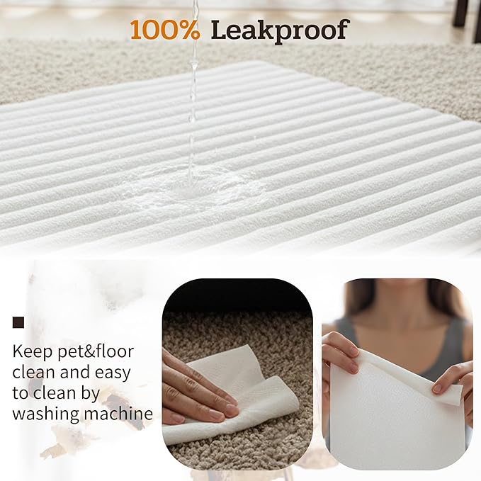 NWK Pack of 4 Fluffy Self Warming Cat Mat, Cat Blanket, Thermal Dog Mat, Washable, Non-Slip Bottom for Sofa & Crate & Kennel & Car Seat (Creamy White, Medium (27'' X 18.5'' X 0.7''))