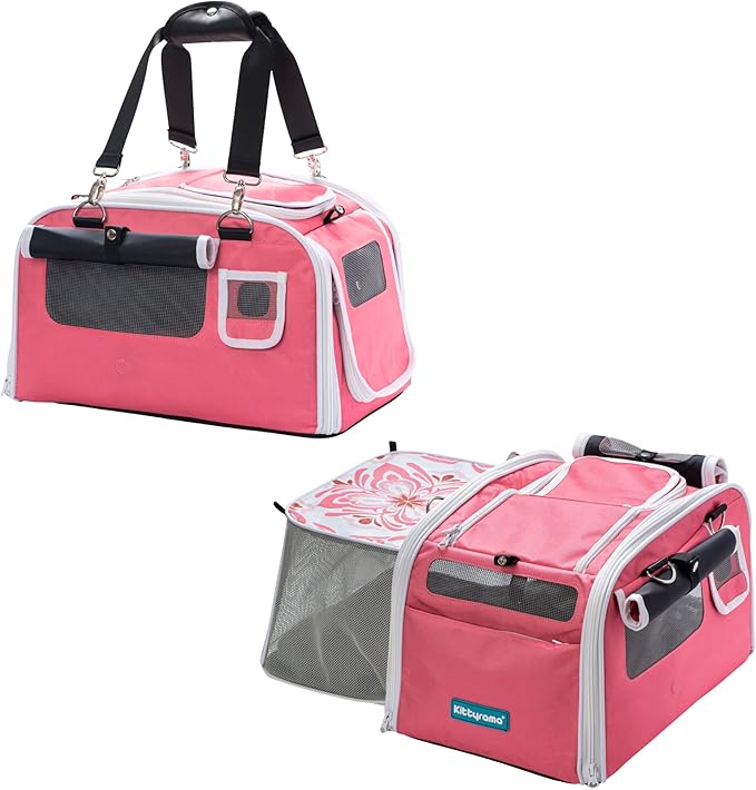New Premium Soft-Sided 2-in-1 Kittyrama Cat Carrier & Home Hideaway – Vet-Recommended Calming Den, Dual-Use Lounge & Travel Carrier with SBS Zippers, Airline-Approved Under-Seat Fit