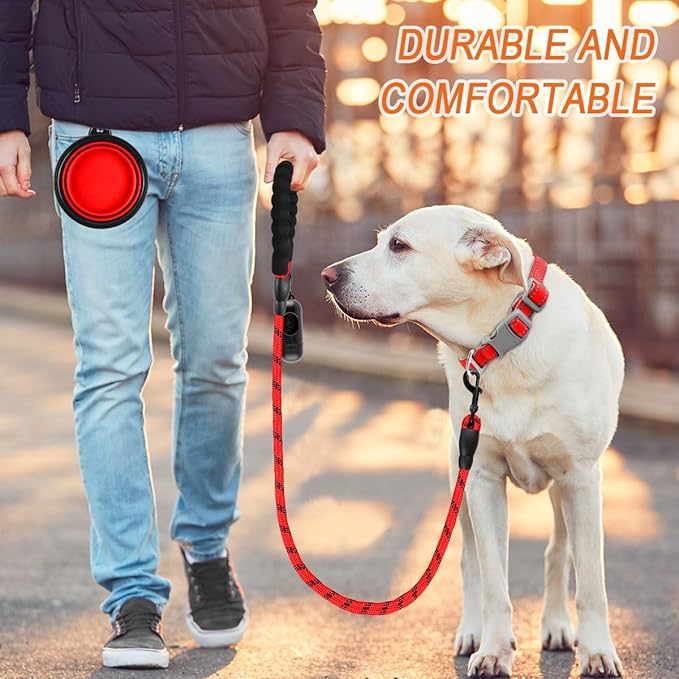 BARKBAY Dog Leashes for Large Dogs Heavy Duty Dog Leash 4/5/6 FT with Comfortable Padded Handle and Highly Reflective Threads for Medium Large Dogs Walking Training Running (4FT-1/2'',Red)