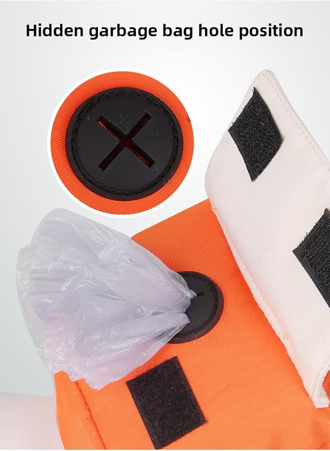 Dog Backpack Strap Leash,Dog Harness with Poop Bag Dispenser,Adjustable and Waterproof,Dog Hiking Backpack,Suitable for Travel and Daily Walks (Orange, S)